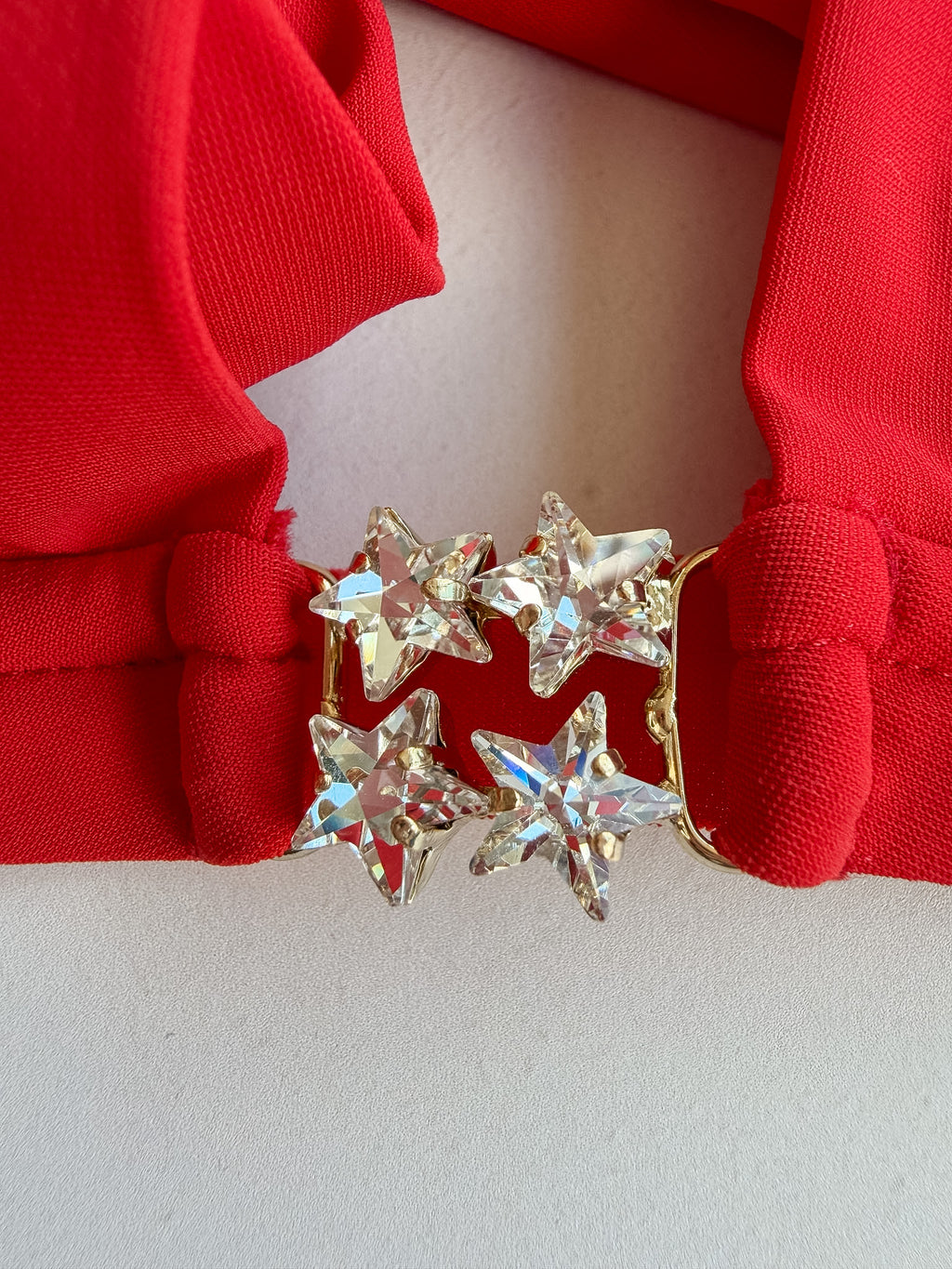 Pain De Sucre Red Crystal Star Detail Bikini Top in Brya