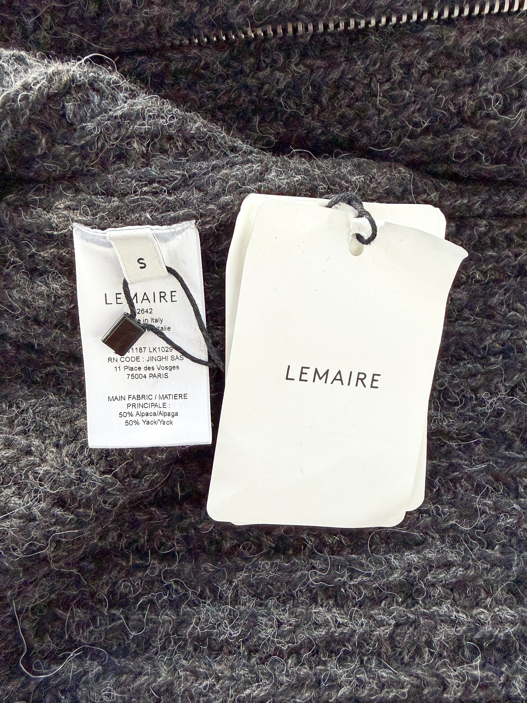 Lemaire Grey Alpaca Yak Blend Ribbed Zip-up Cardigan
