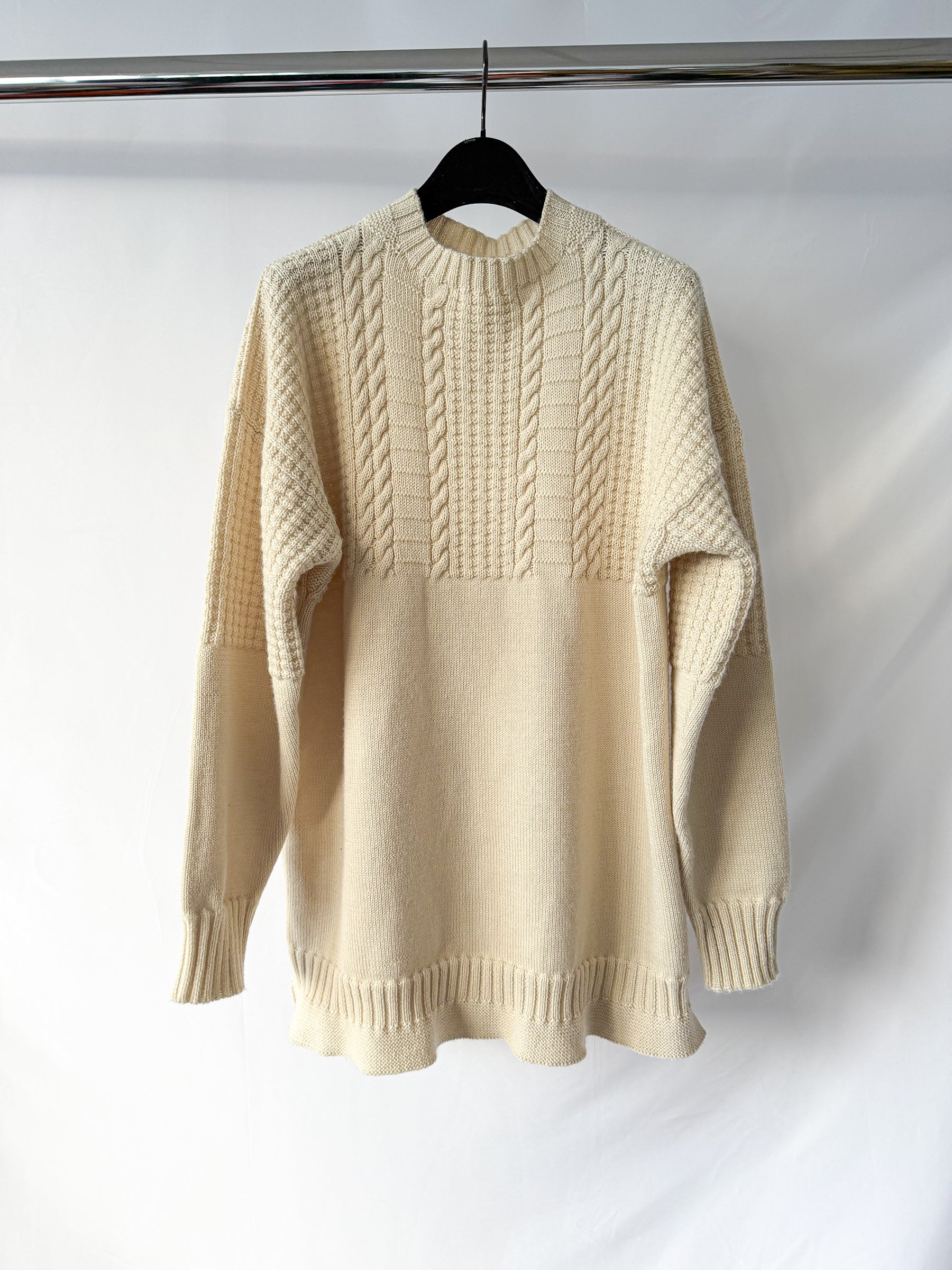 Maison Margiela Beige Fisherman Wool Cable Knit Jumper Sweater