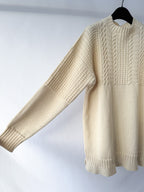 Maison Margiela Beige Fisherman Wool Cable Knit Jumper Sweater