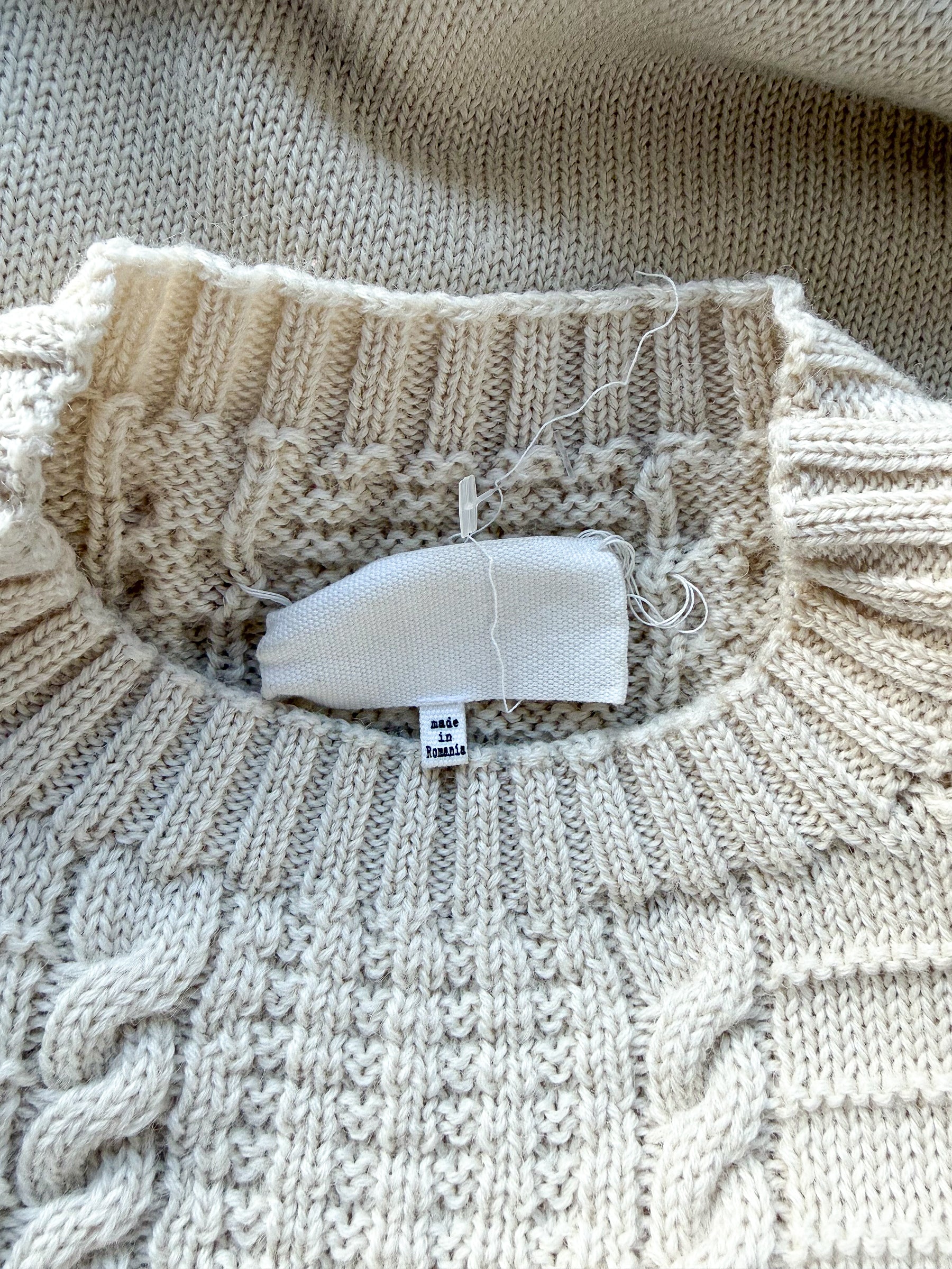 Maison Margiela Beige Fisherman Wool Cable Knit Jumper Sweater