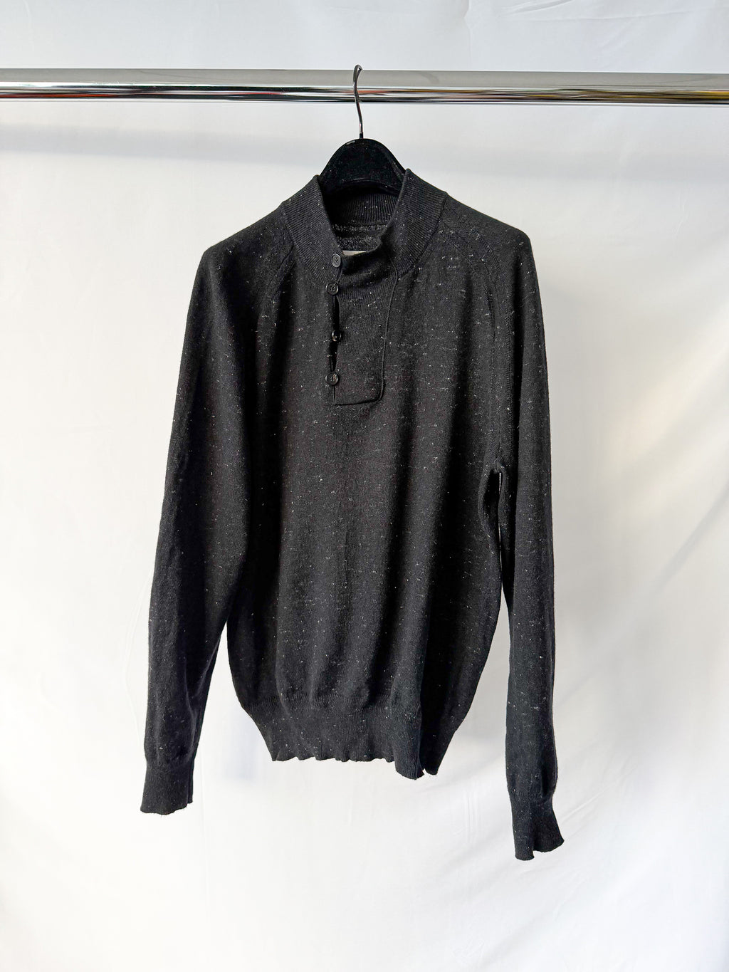 MAISON MARTIN MARGIELA Black Cotton Wool Jumper Polo
