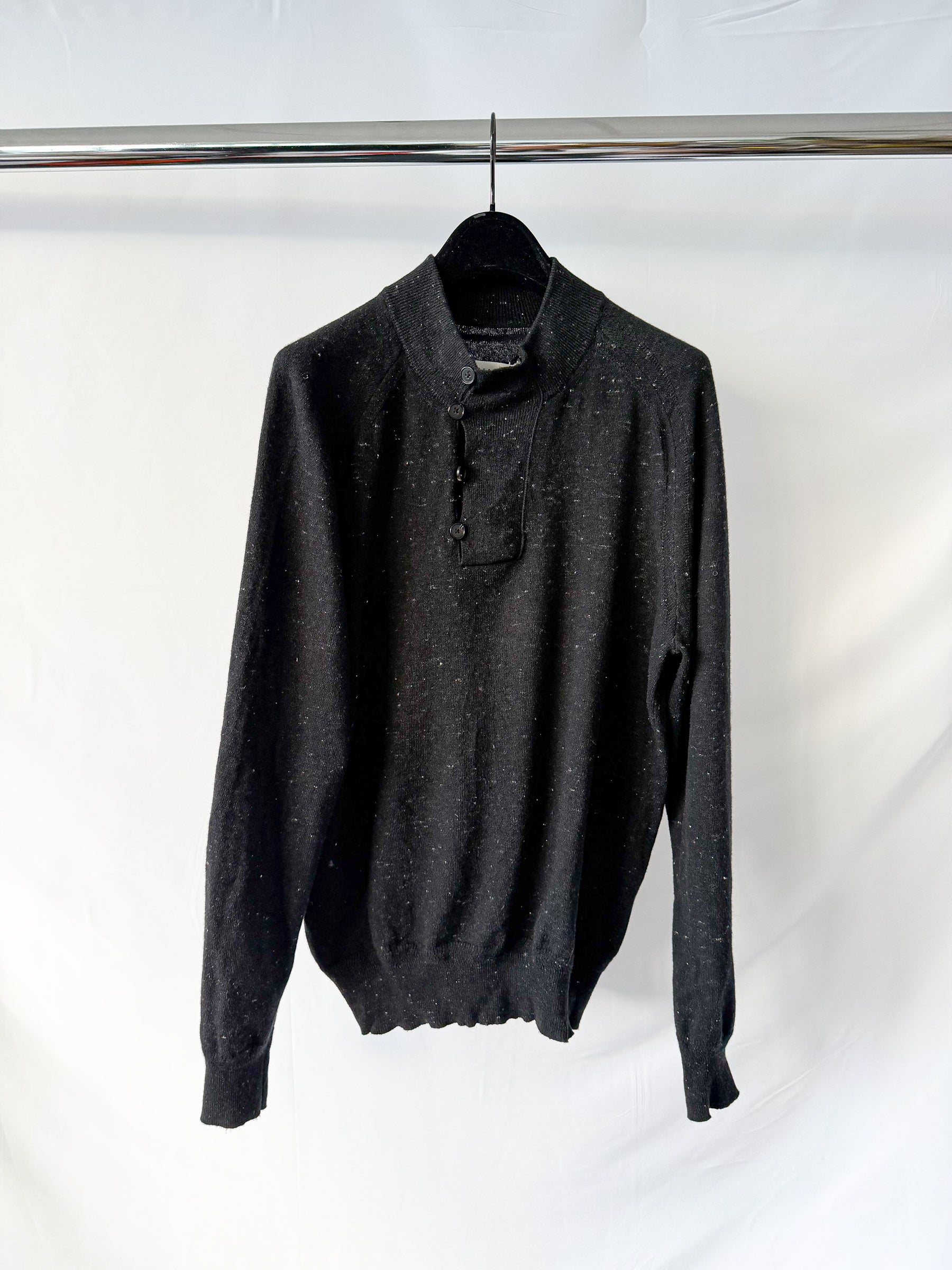 MAISON MARTIN MARGIELA Black Cotton Wool Jumper Polo