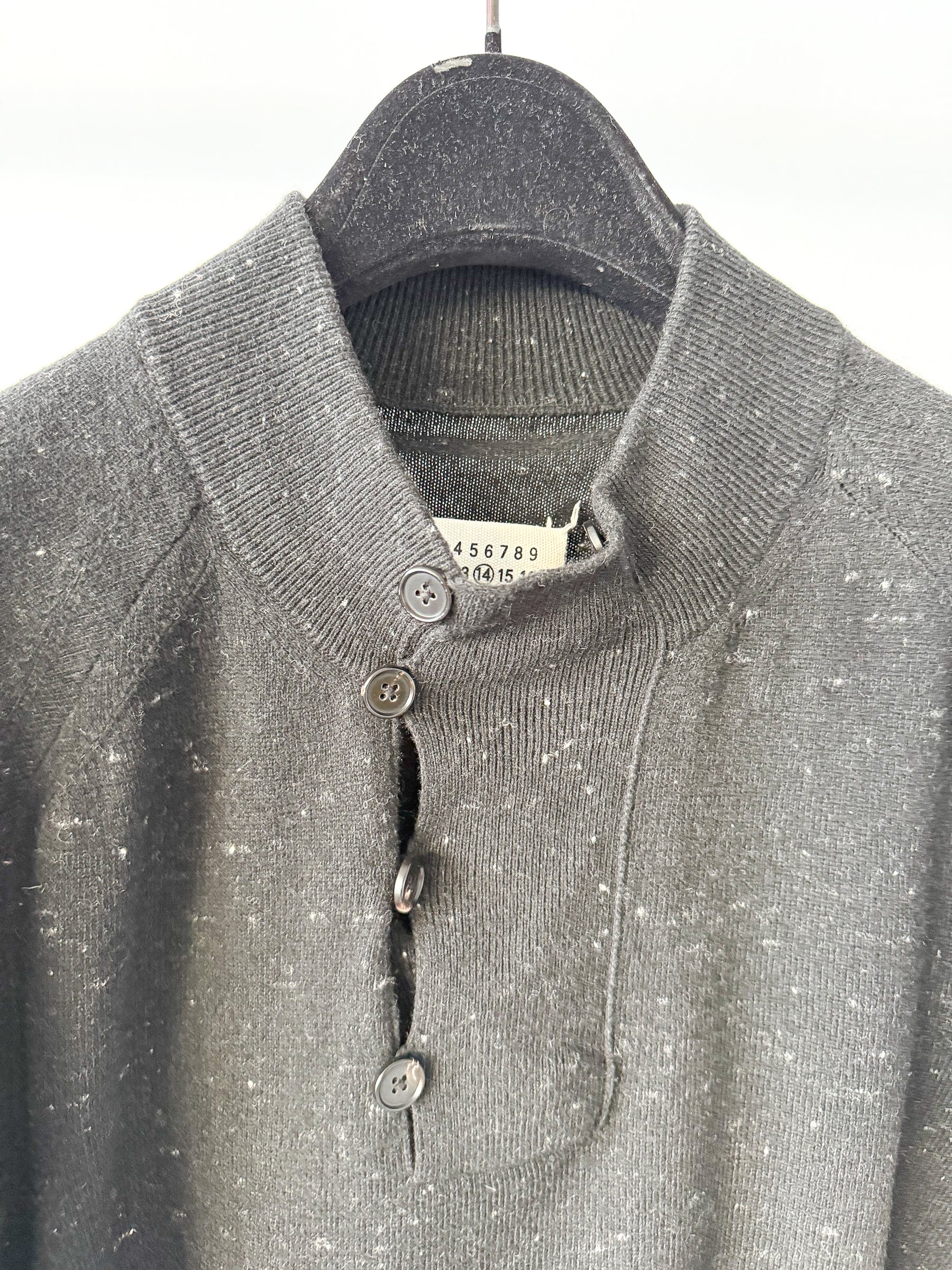 MAISON MARTIN MARGIELA Black Cotton Wool Jumper Polo