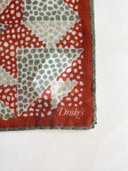 Drake's Red Cream Green Geometric Pocket Square