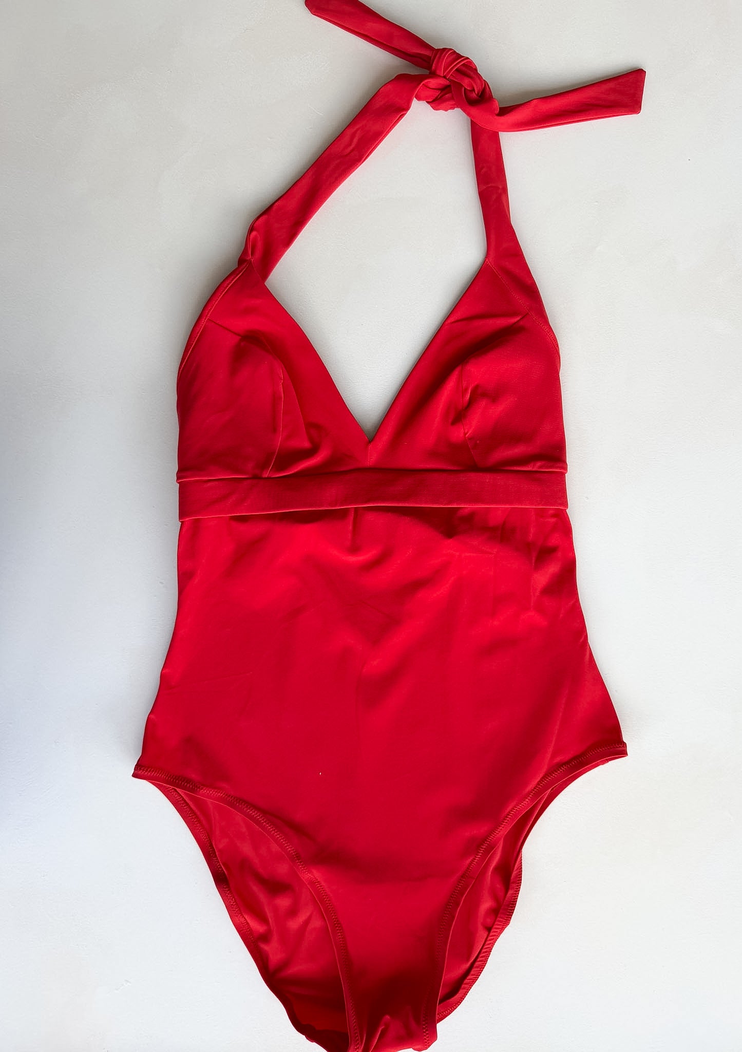 Pain De Sucre Red V-Neck Swimsuit in Laam