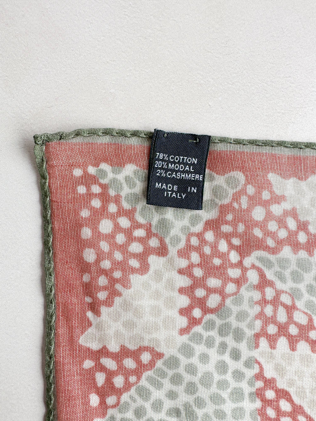 Drake's Red Cream Green Geometric Pocket Square