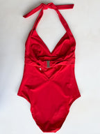 Pain De Sucre Red V-Neck Swimsuit in Laam