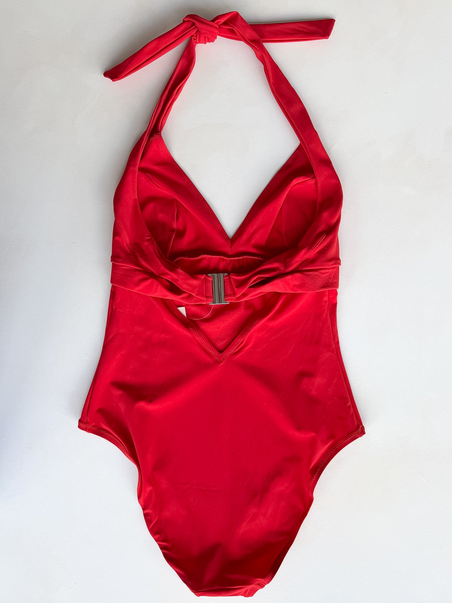 Pain De Sucre Red V-Neck Swimsuit in Laam