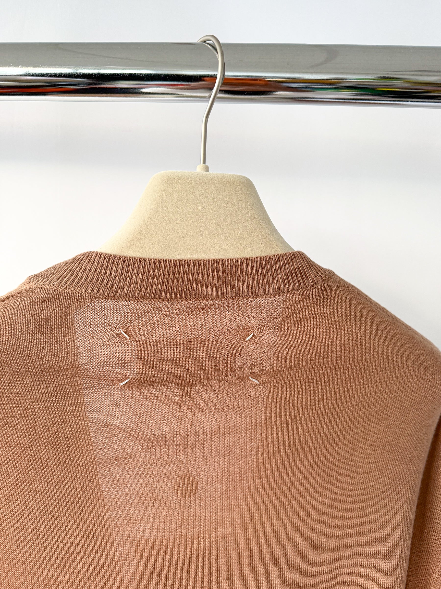 MAISON MARTIN MARGIELA Brown Cotton Wool Cardigan With Elbow Patches