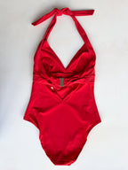 Pain De Sucre Red V-Neck Swimsuit in Laam