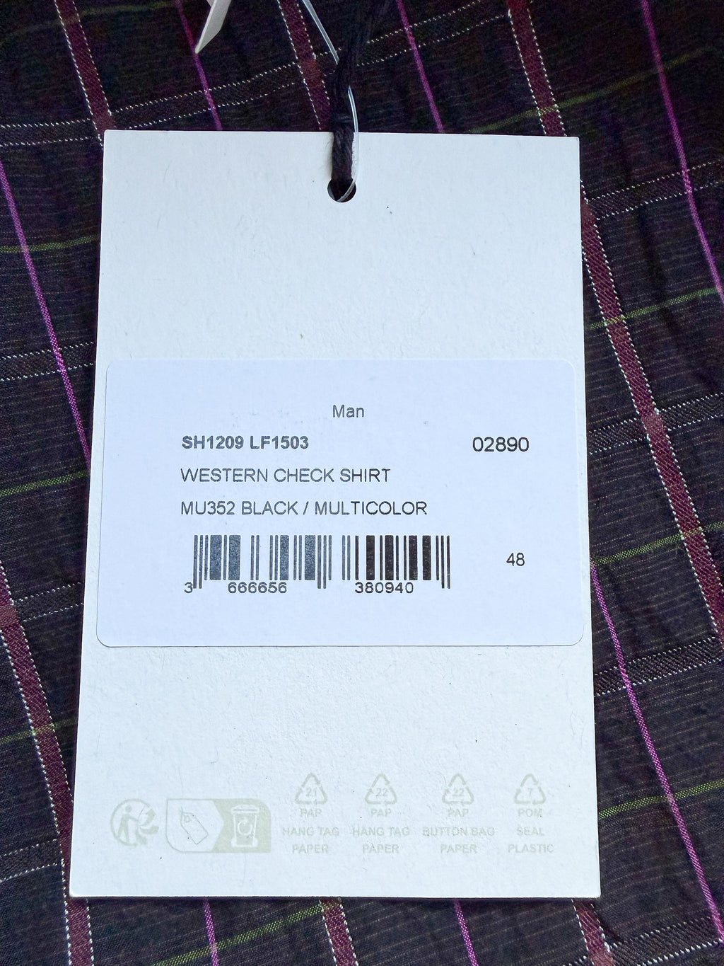 Lemaire Western Black Plaid Check Shirt