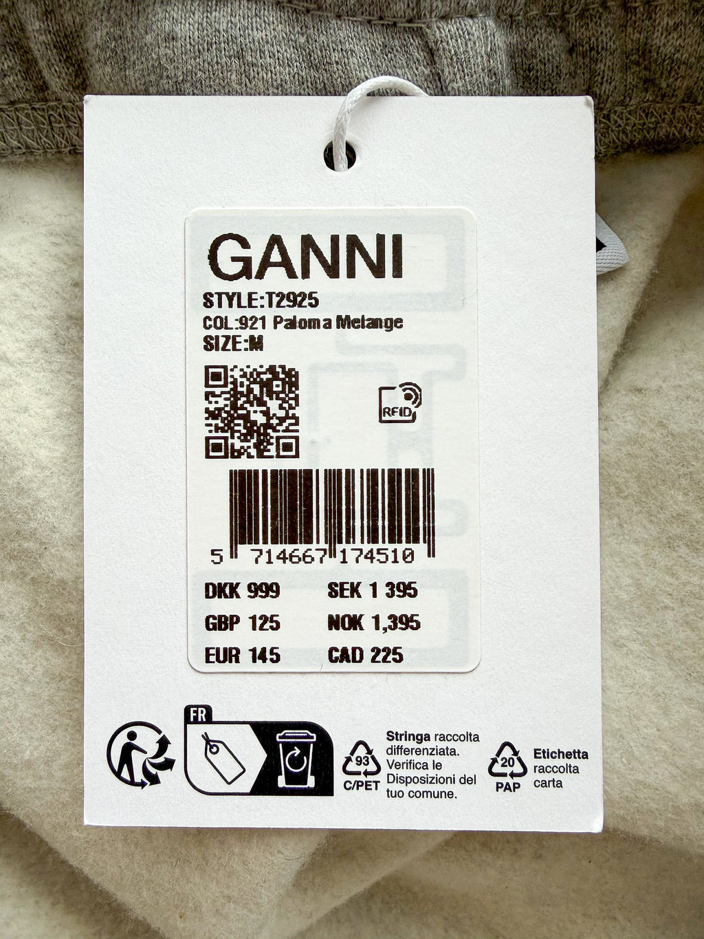 Ganni Grey Embroidered Cotton Melange Track Bottoms