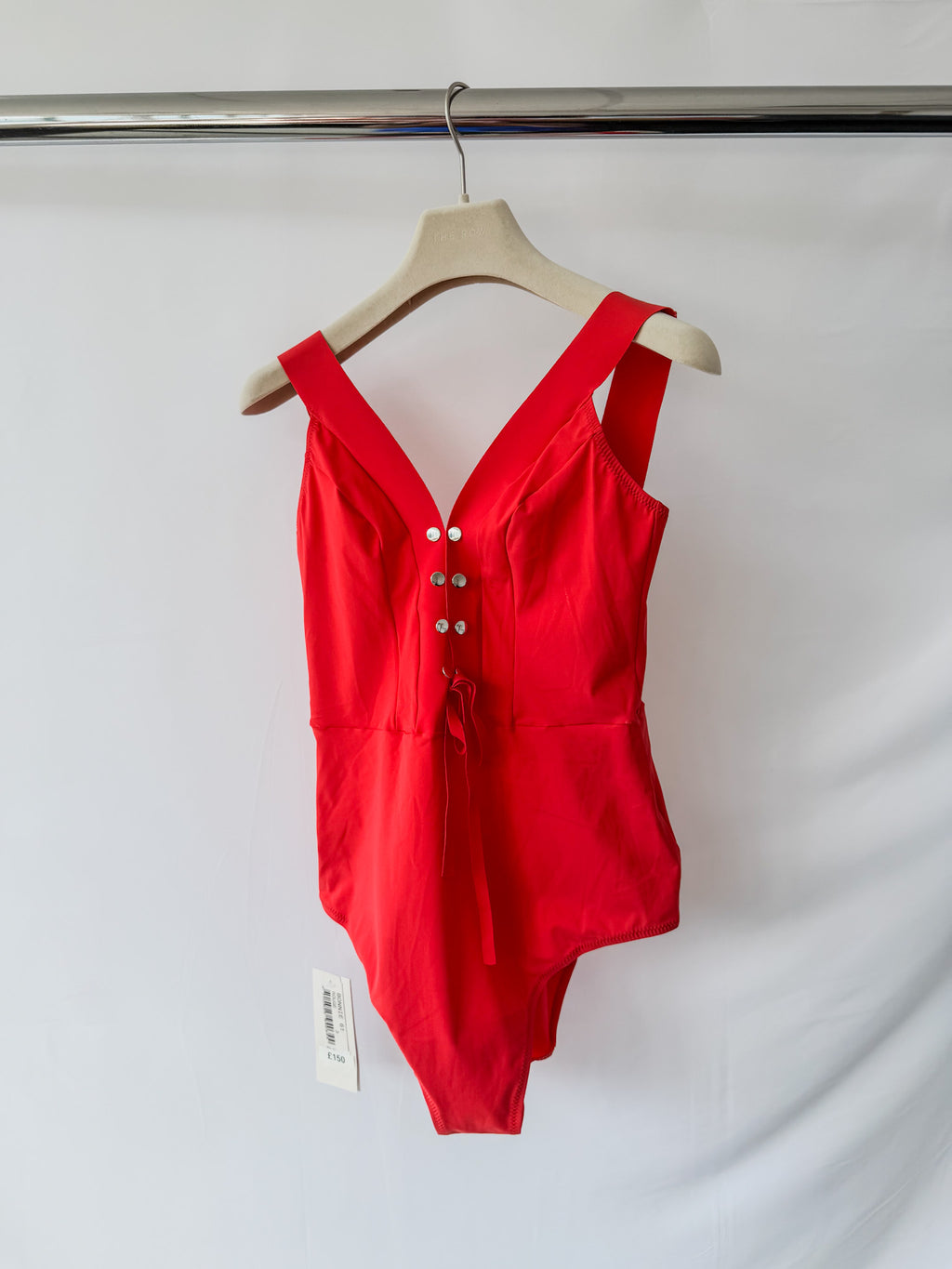 Pain De Sucre Red V-Neck Low Back High Waist Swimsuit in Bonnie