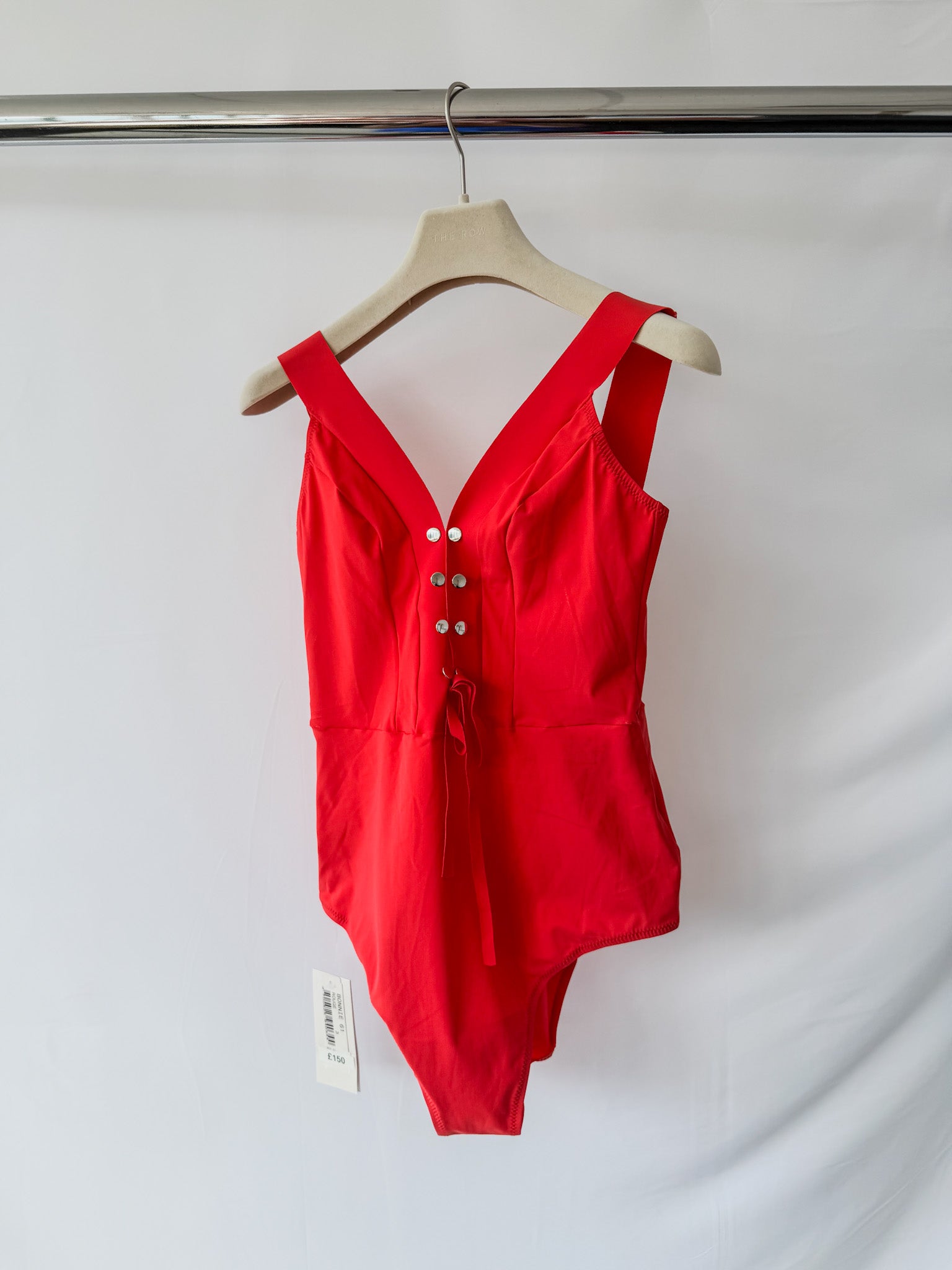 Pain De Sucre Red V-Neck Low Back High Waist Swimsuit in Bonnie