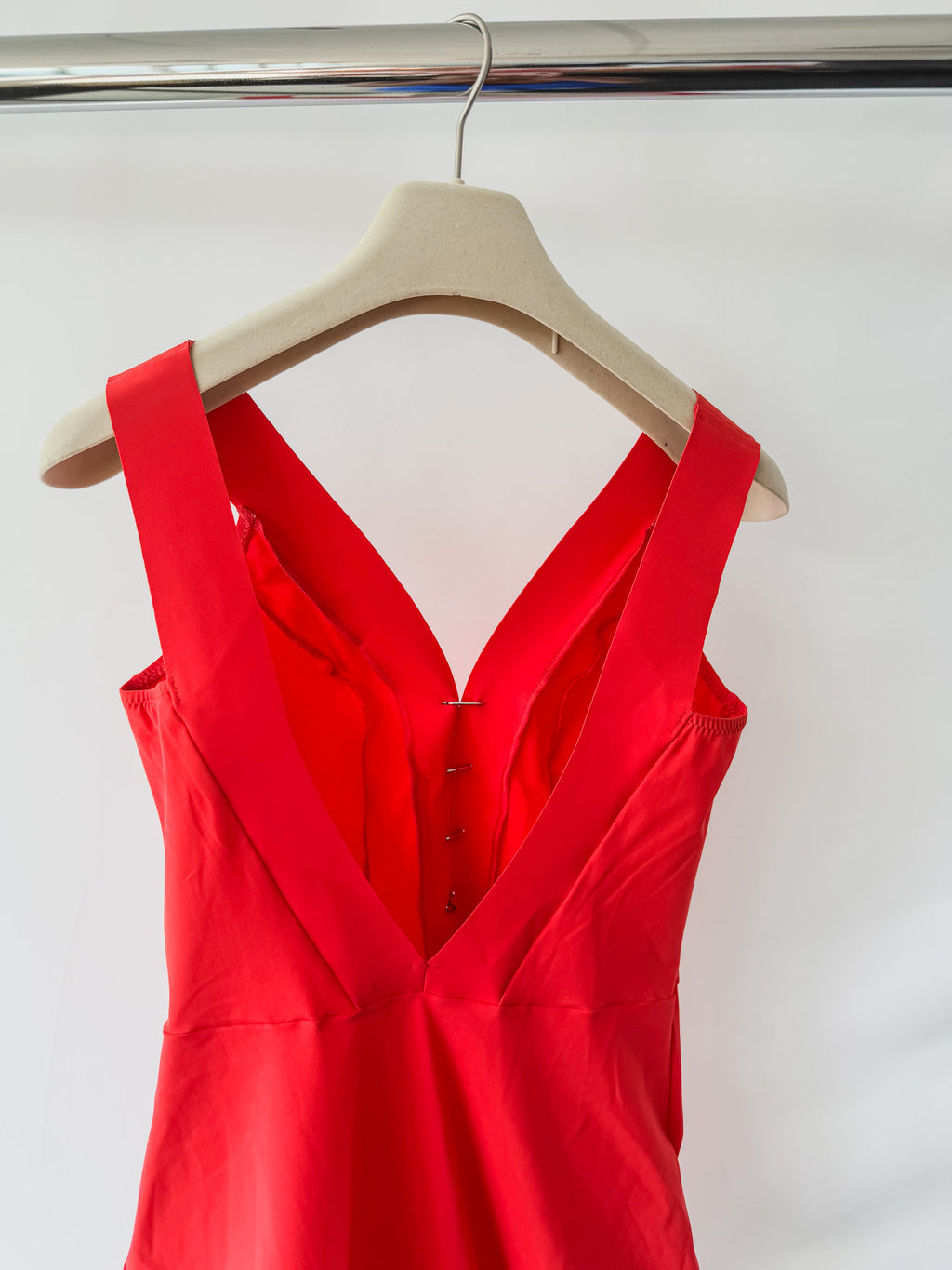 Pain De Sucre Red V-Neck Low Back High Waist Swimsuit in Bonnie