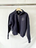 Sporty & Rich Navy Logo Front Quarter Zip Sweatshirt