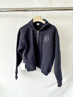 Sporty & Rich Navy Logo Front Quarter Zip Sweatshirt