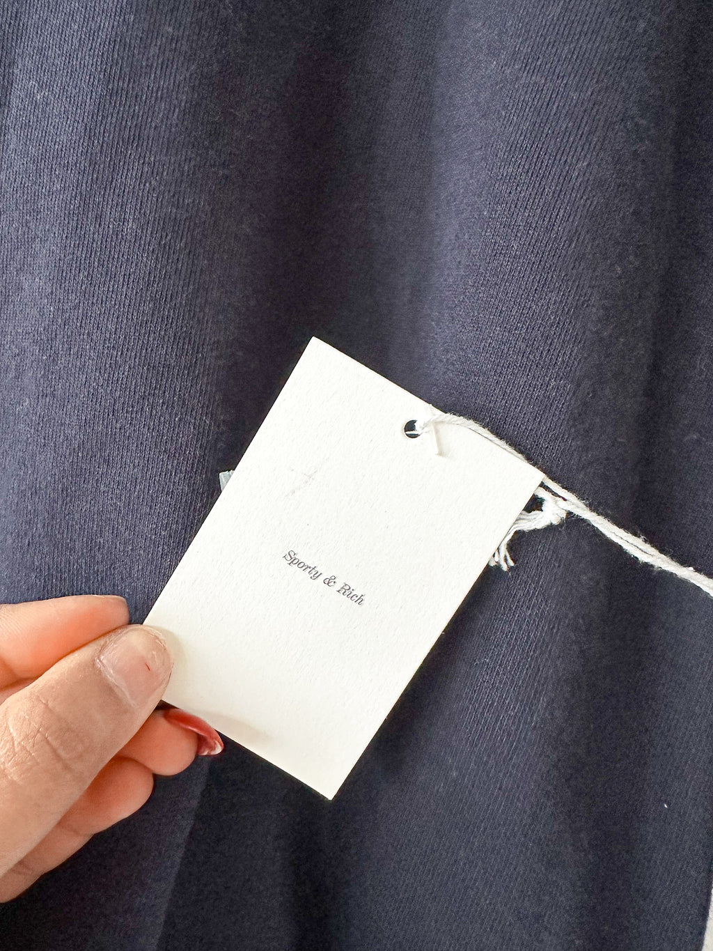 Sporty & Rich Navy Logo Front Quarter Zip Sweatshirt