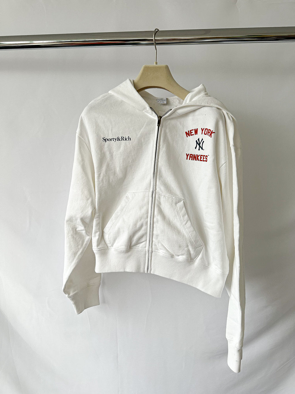 Sporty & Rich for '47 x The New York Yankees Homerun Printed Cotton Crop Hoodie