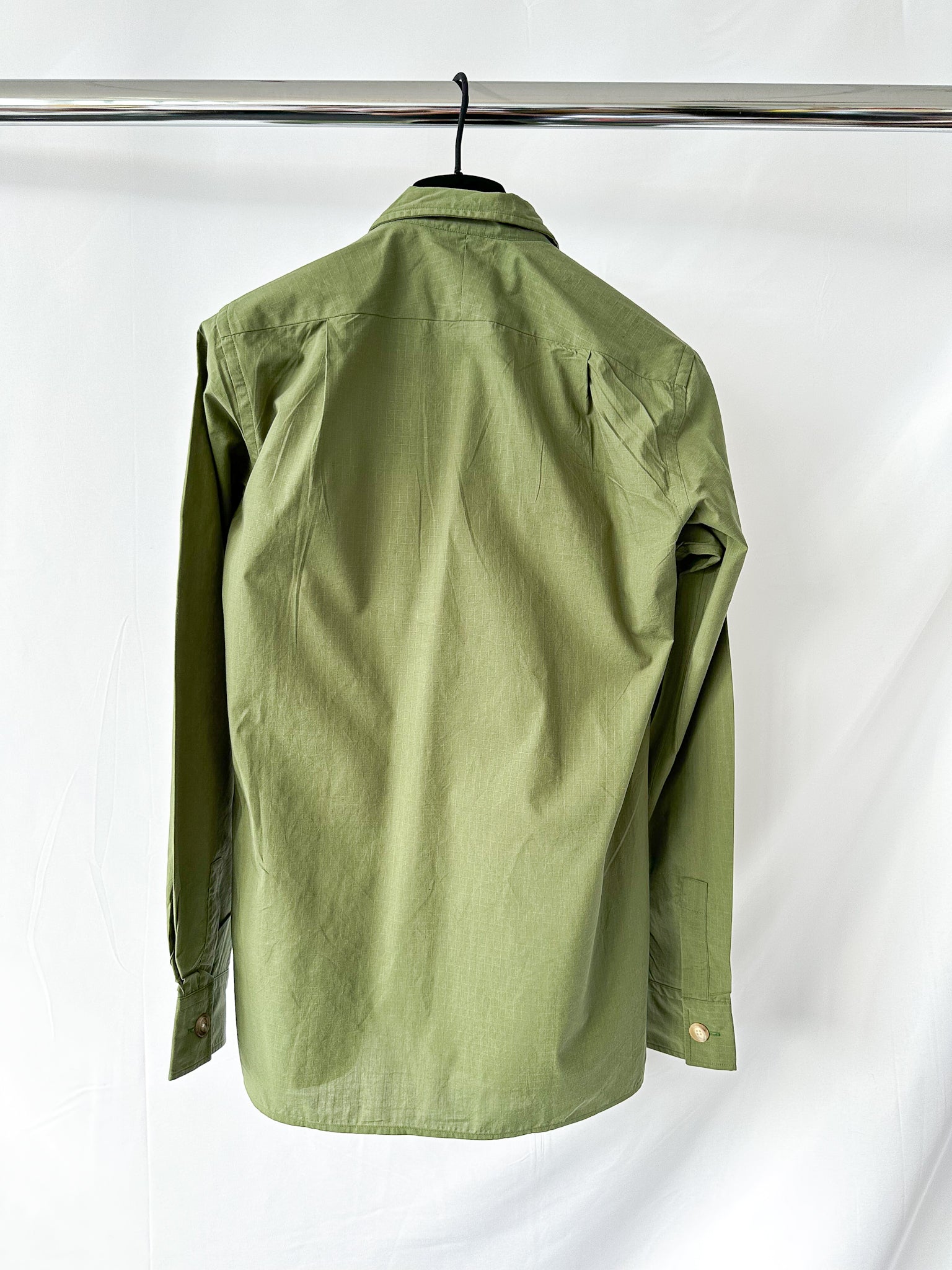 Drake's Green Cotton Ripstop Overshirt Shirt Jacket