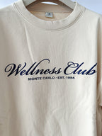 Sporty & Rich Wellness Club Embroidered Crewneck Cream Cotton Sweatshirt