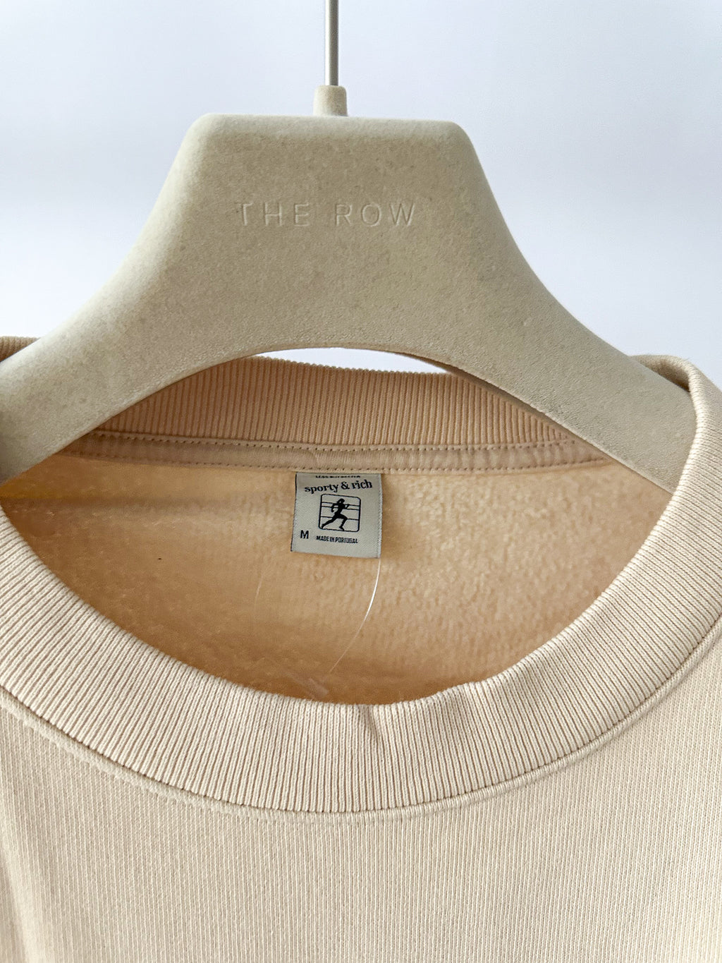 Sporty & Rich Wellness Club Embroidered Crewneck Cream Cotton Sweatshirt