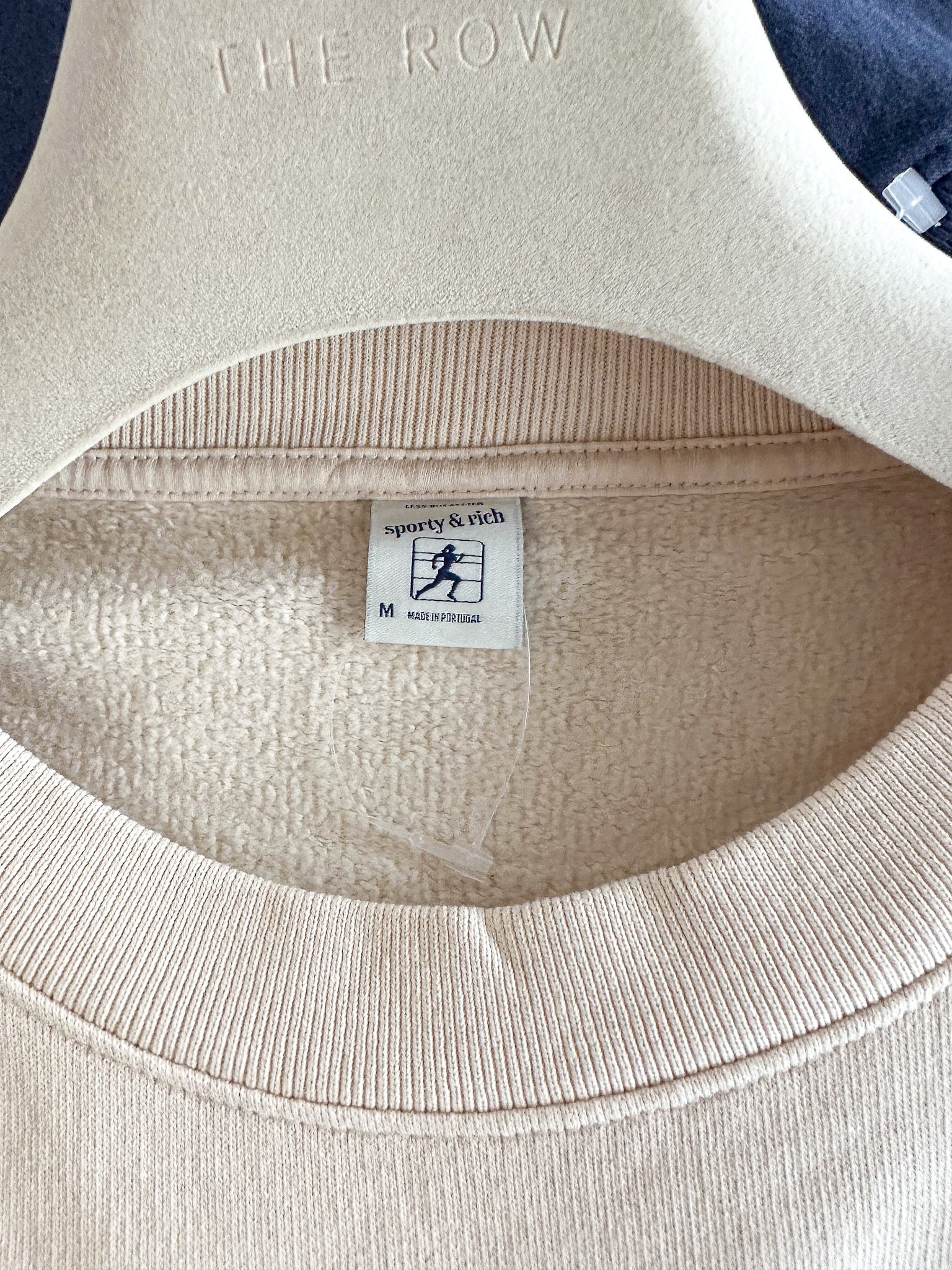 Sporty & Rich Wellness Club Embroidered Crewneck Cream Cotton Sweatshirt