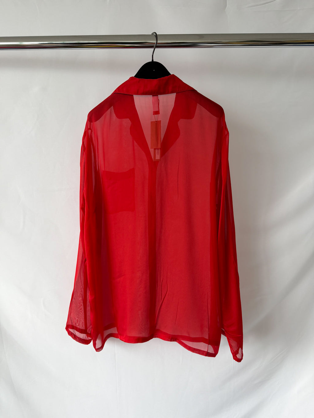 Skims Red Sheer Silk Button-Up Pyjama Shirt Top + Bottoms Set