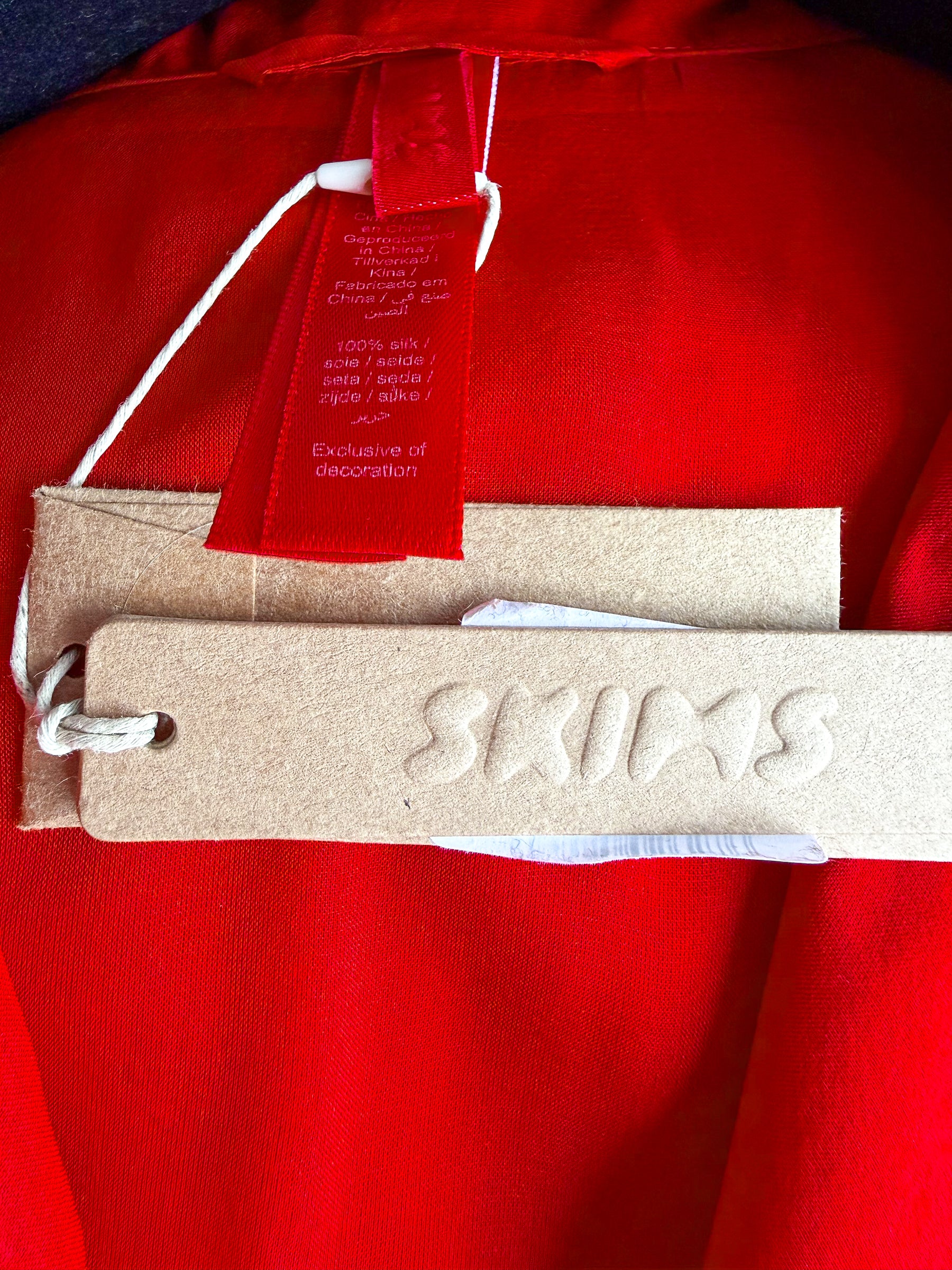 Skims Red Sheer Silk Button-Up Pyjama Shirt Top + Bottoms Set