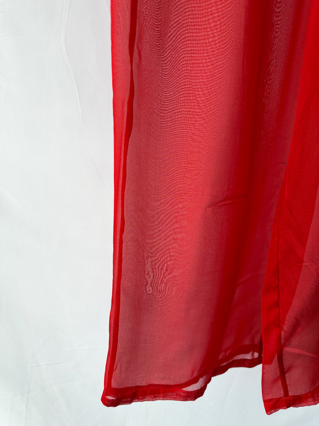 Skims Red Sheer Silk Button-Up Pyjama Shirt Top + Bottoms Set