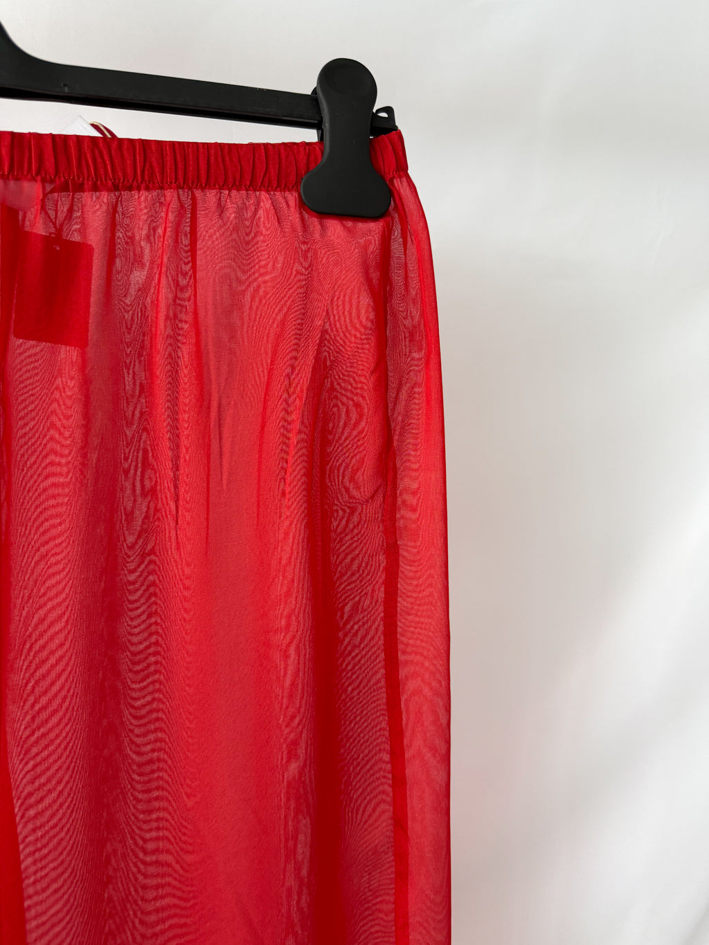 Skims Red Sheer Silk Button-Up Pyjama Shirt Top + Bottoms Set