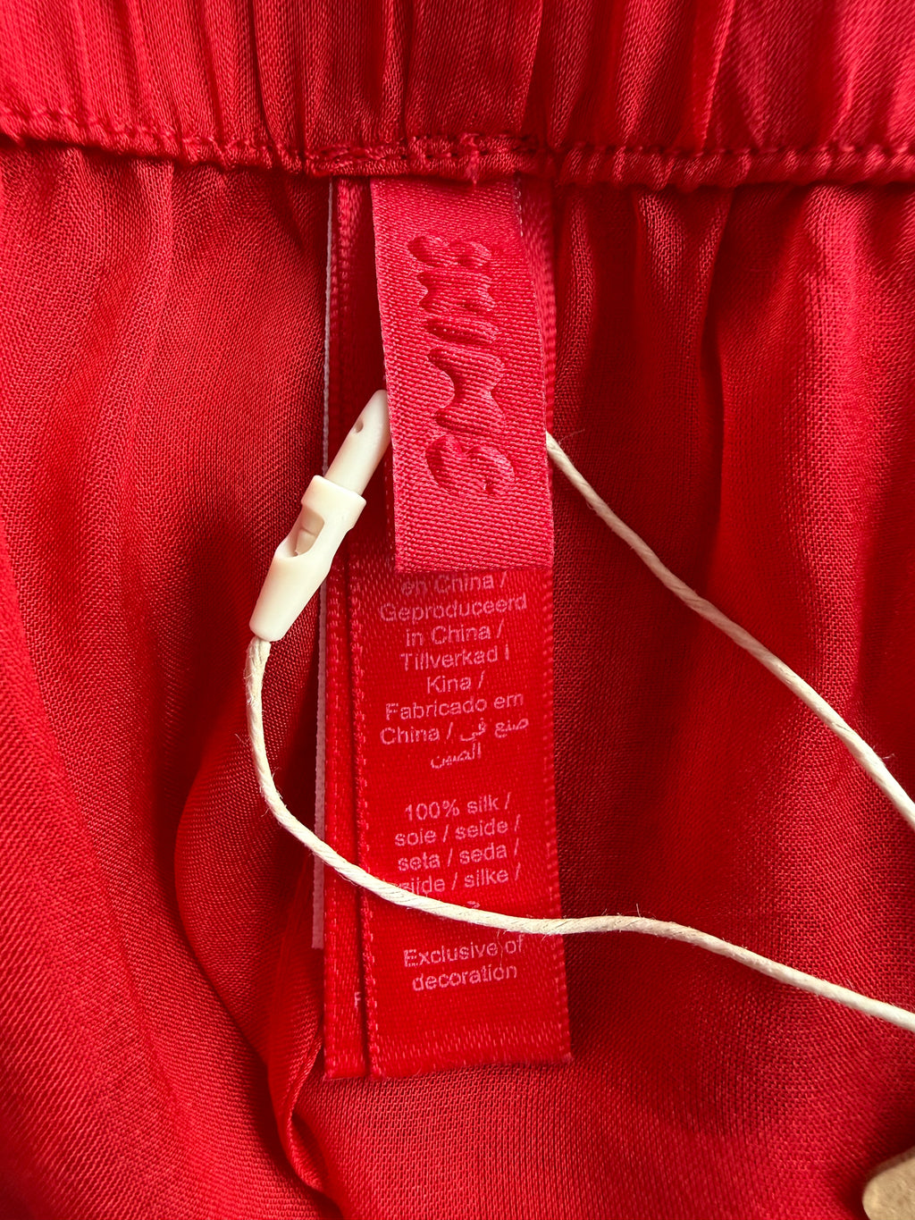 Skims Red Sheer Silk Button-Up Pyjama Shirt Top + Bottoms Set