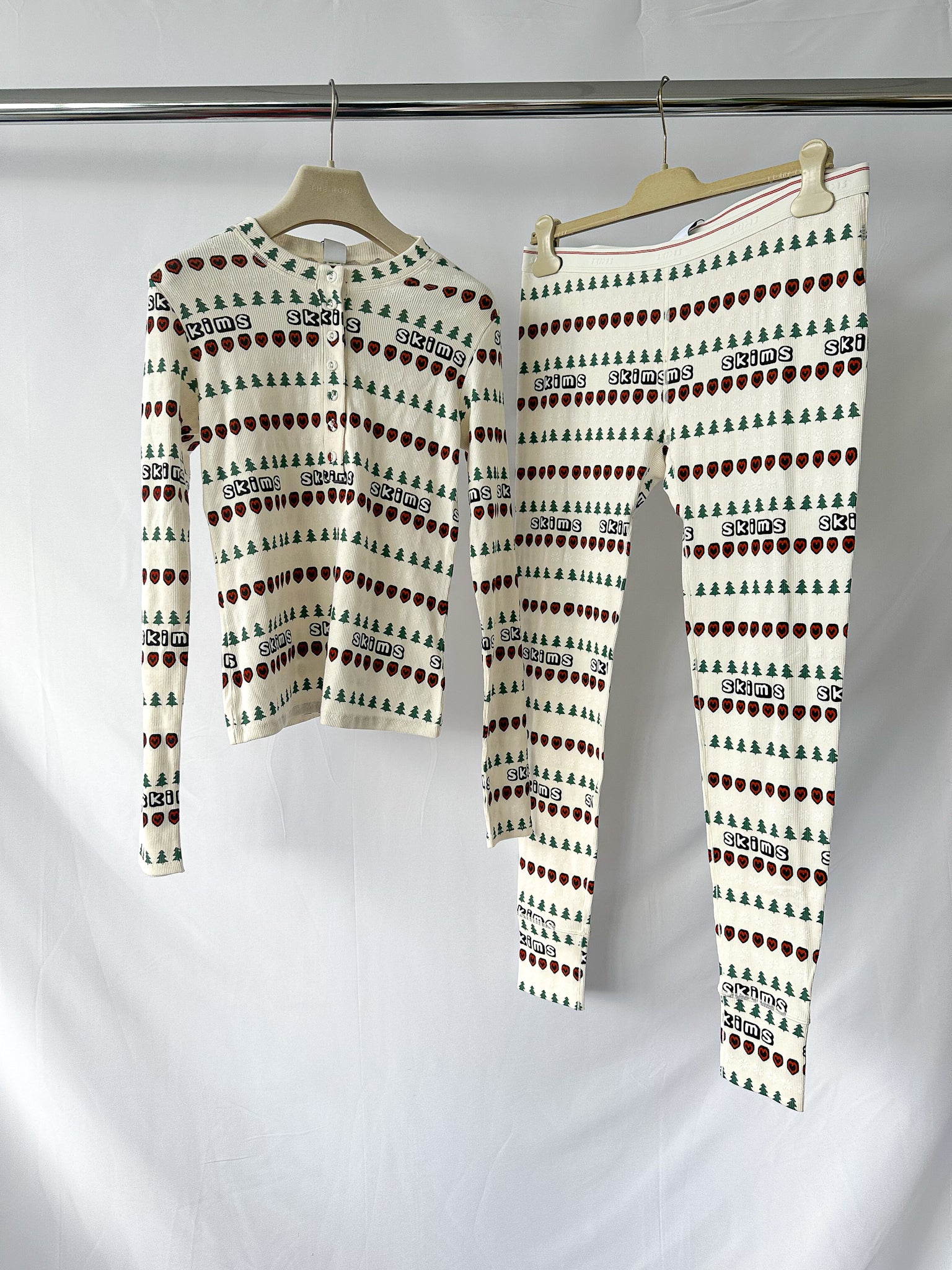 SKIMS x Cactus Plant Flea Market Fair Isle Logo Ribbed Henley Cotton Lounge Set