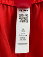 Skims Red Sheer Silk Button-Up Pyjama Shirt Top + Bottoms Set