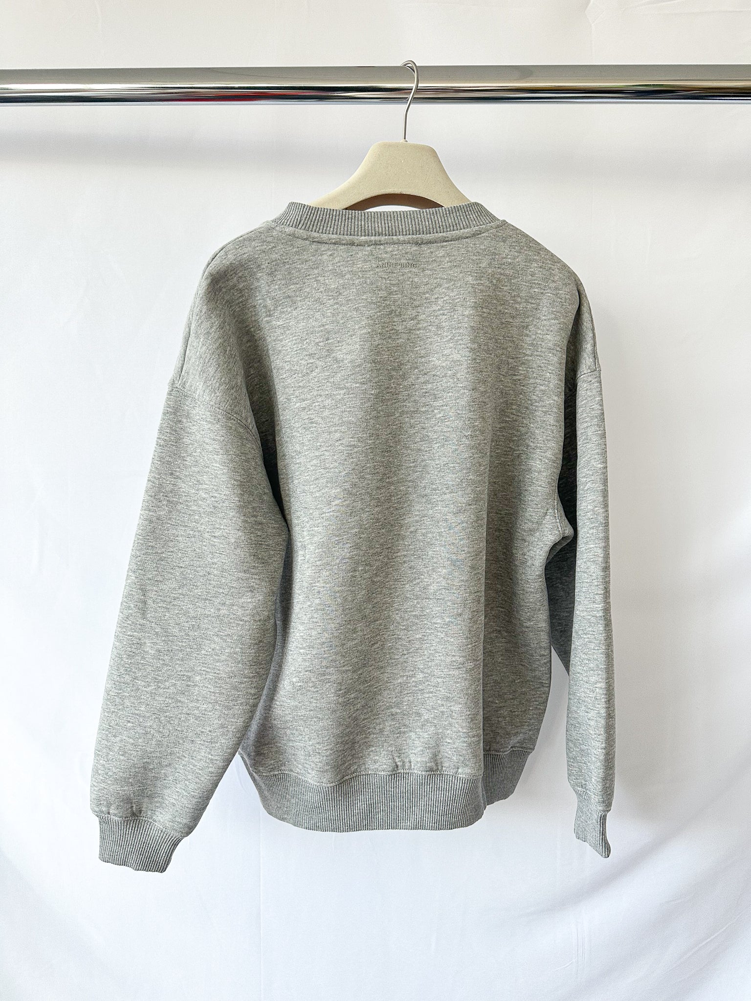 Anine Bing Spencer Logo Print Grey Sweatshirt