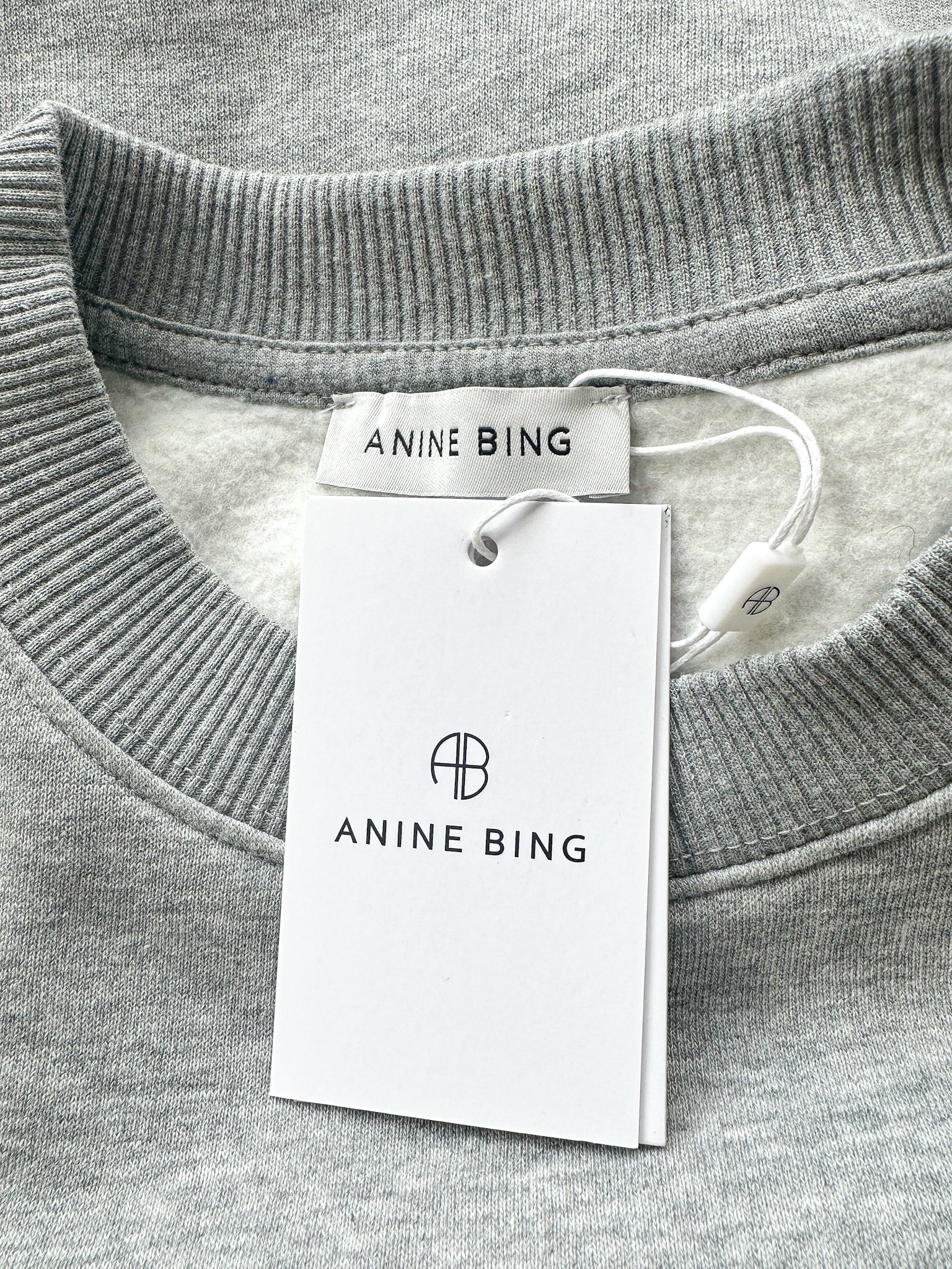 Anine Bing Spencer Logo Print Grey Sweatshirt