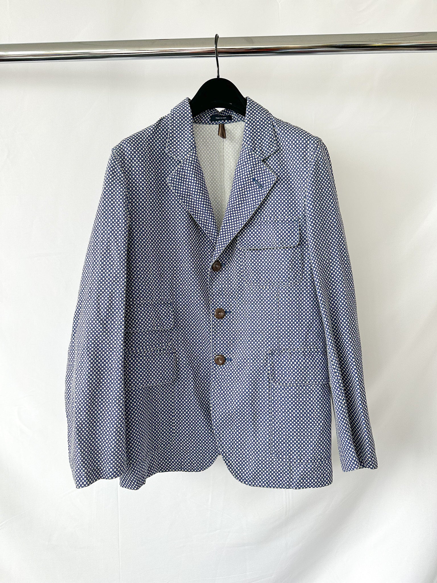 Drake's Mk 4 Games Blazer In Navy Blue Checkboard