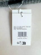 Anine Bing Elia Logo bestickte, gerippte graue Mütze aus Alpaka-Wollmischung