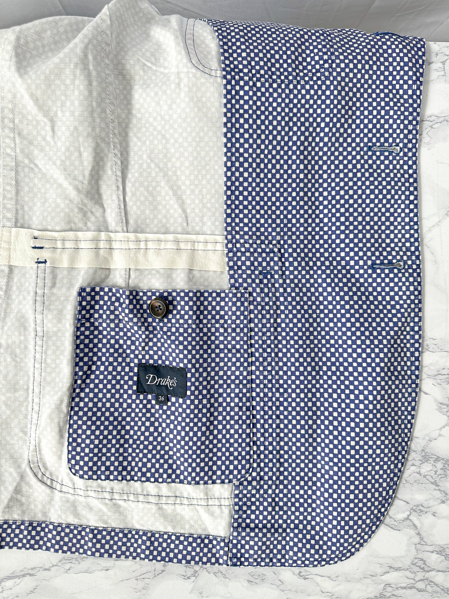 Drake's Mk 4 Games Blazer In Navy Blue Checkboard