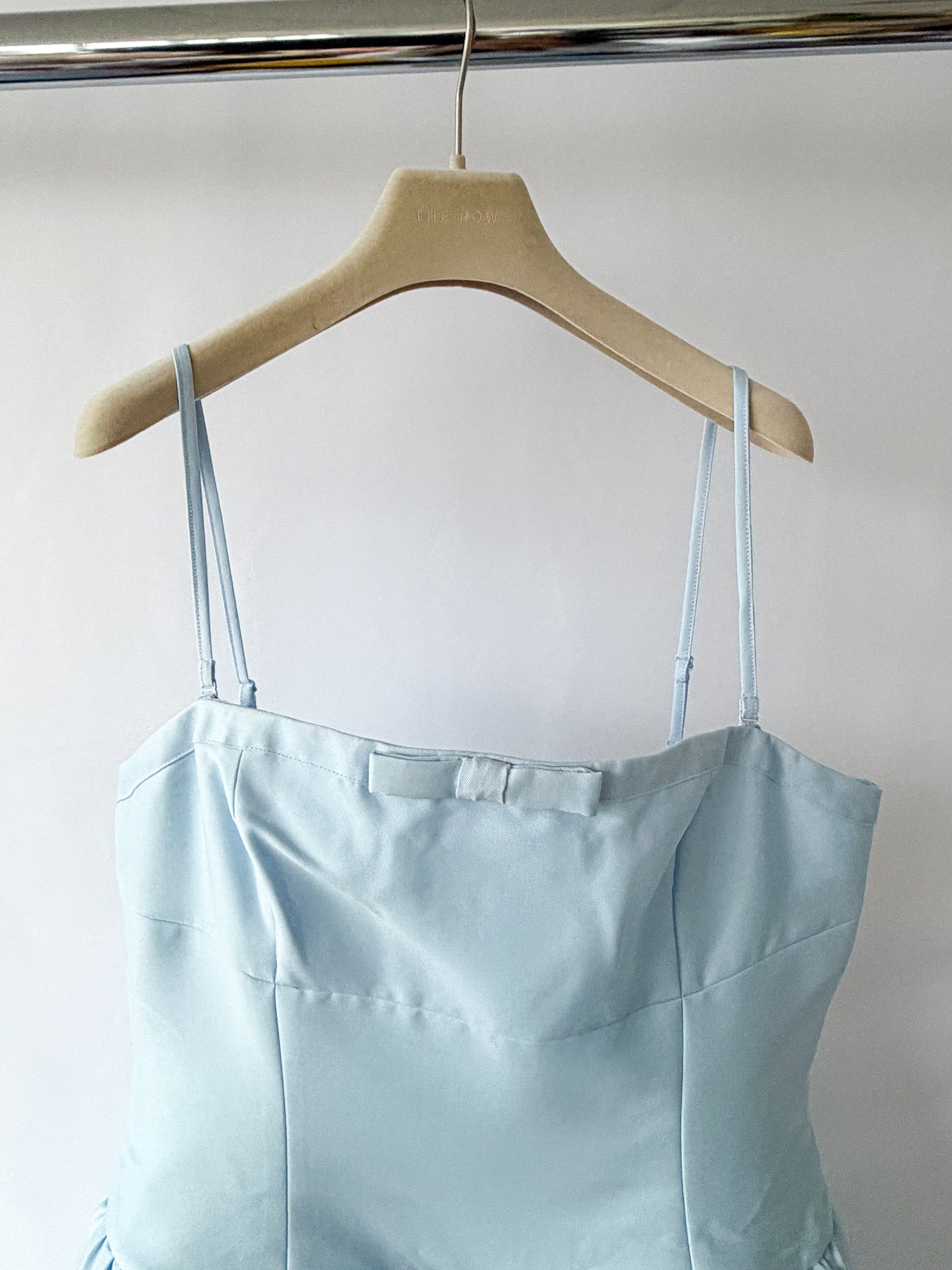 Self-Portrait x Disney Blue Bow Detail Taffeta Flared Dress