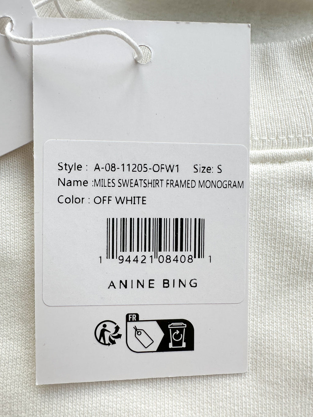 Anine Bing Miles White Logo Embroidered Sweatshirt