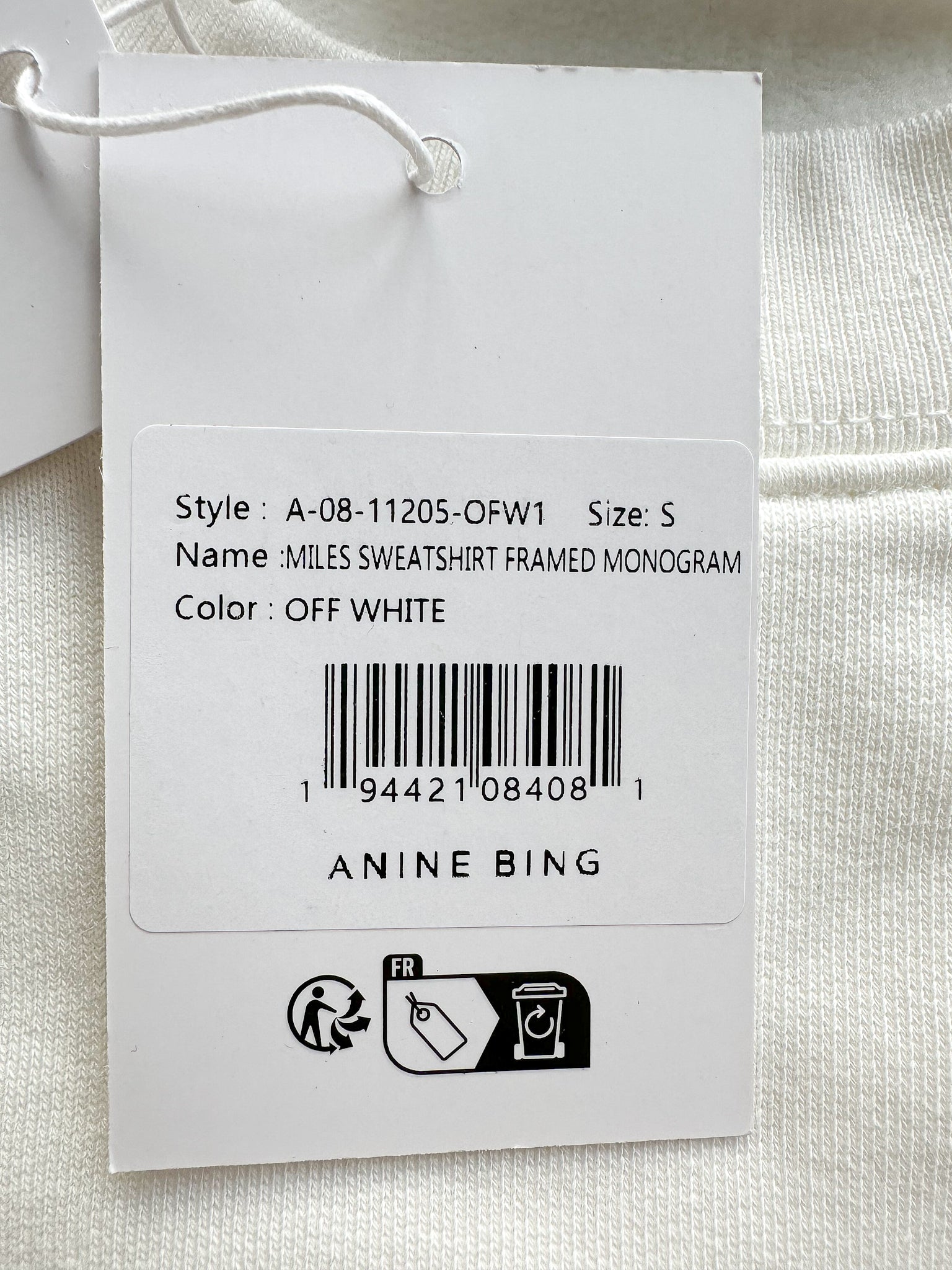 Anine Bing Miles White Logo Embroidered Sweatshirt