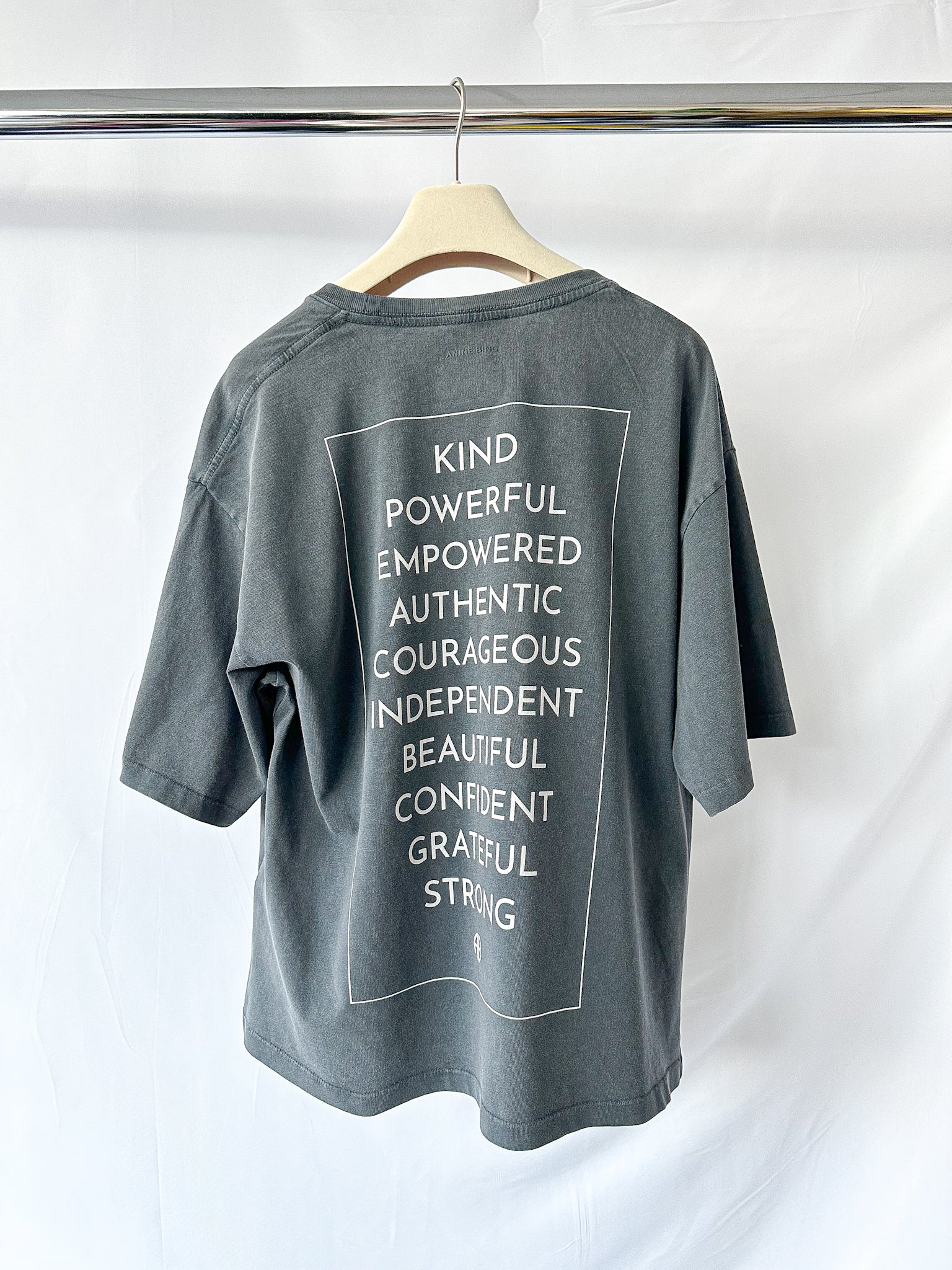 Anine Bing Rudy Empowerment Print AB Logo Front T-shirt