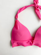 Pain De Sucre Hot Pink Halterneck Tie Bikini Top in Diva