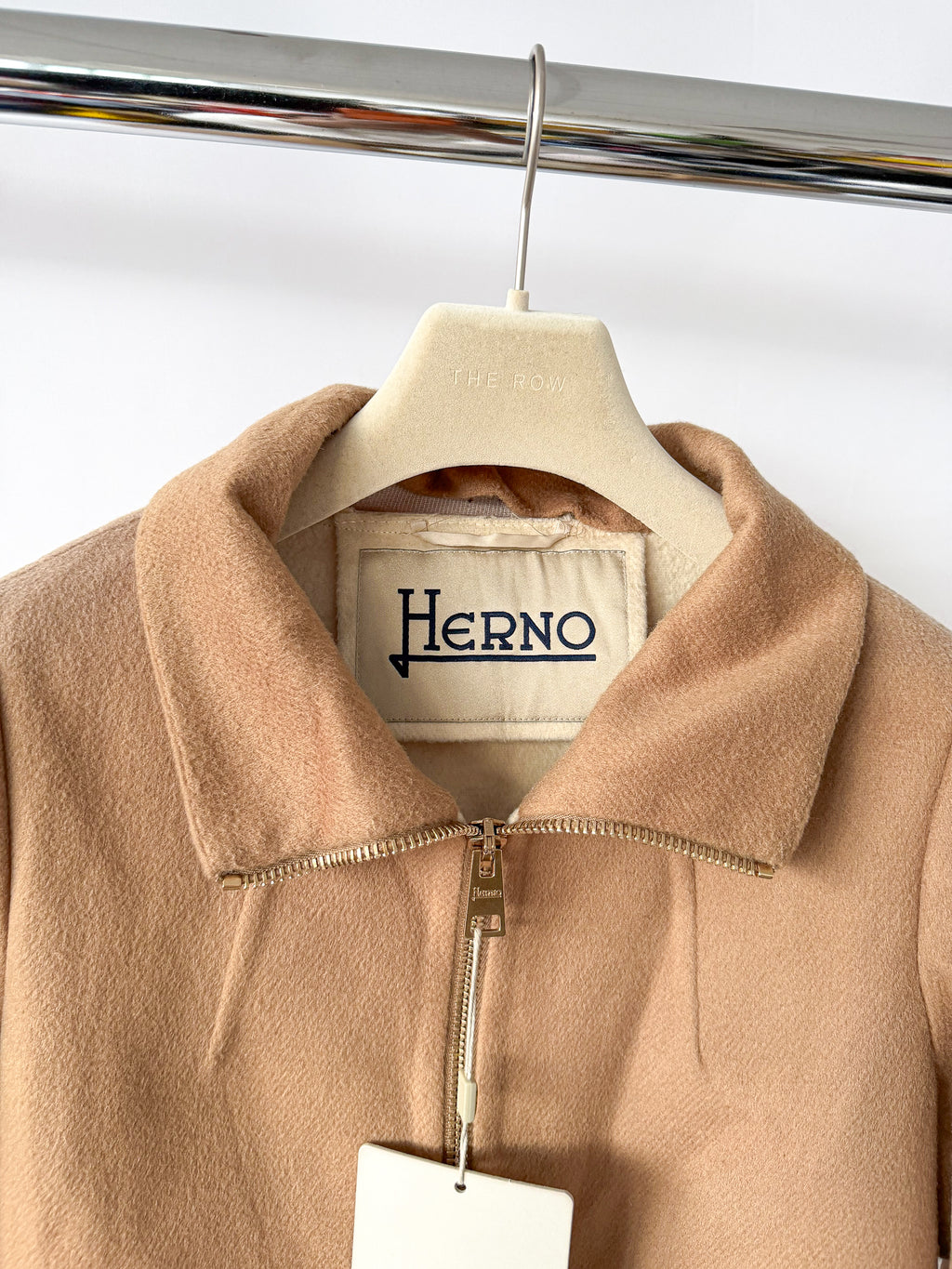 Herno Caramel Wool Zip-Up Coat