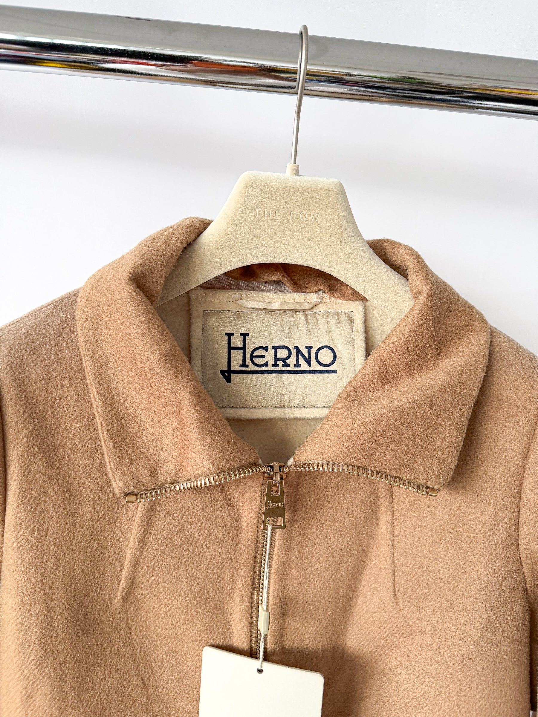 Herno Caramel Wool Zip-Up Coat