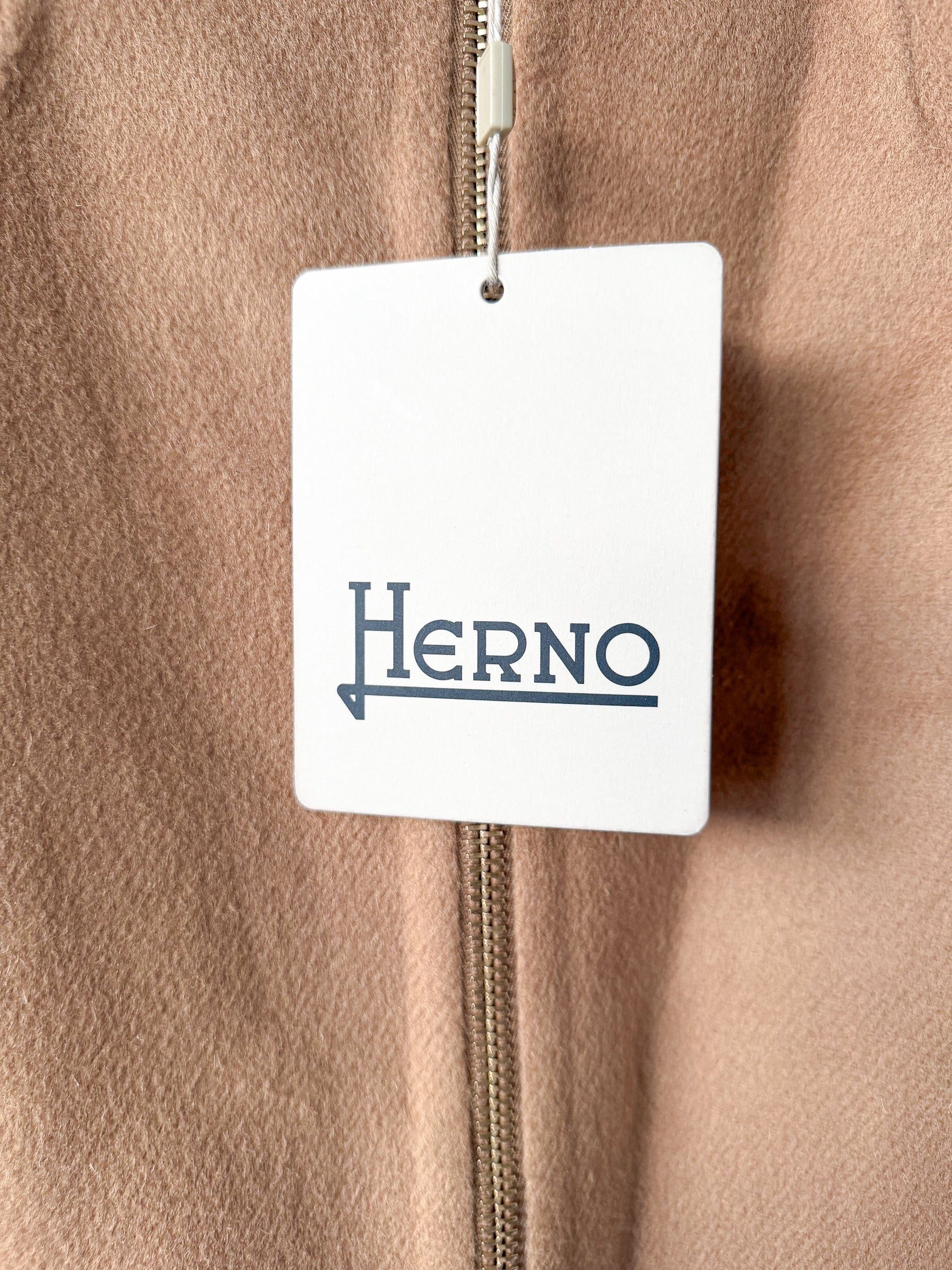Herno Caramel Wool Zip-Up Coat