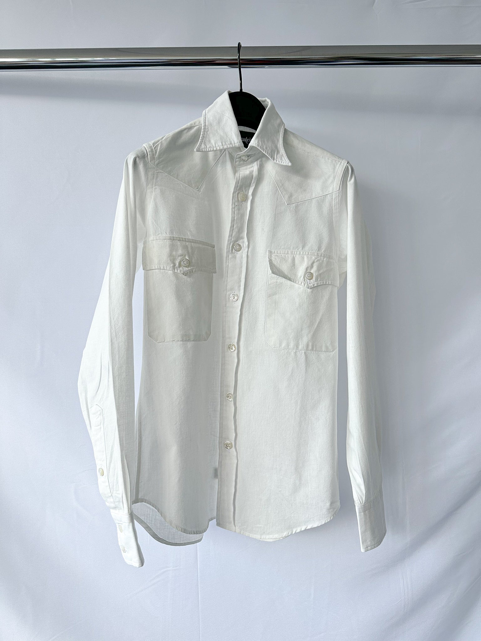 Drake's White Western Double Pocket Shirt