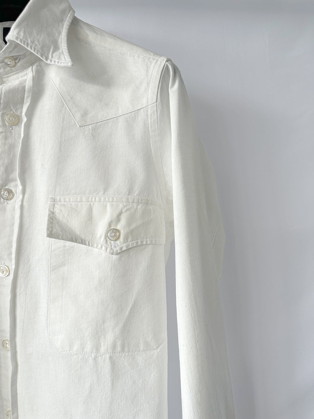 Drake's White Western Double Pocket Shirt